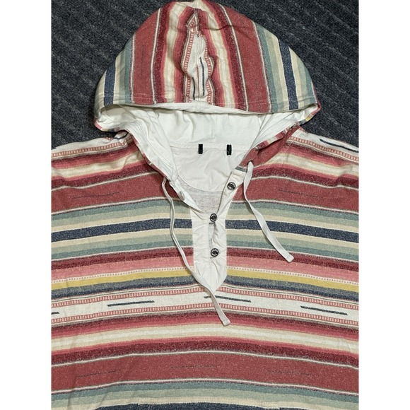 LRL Lauren Jeans Co Sante Fe Stripe Hoodie Tee 3/4 Sleeve Women L Aztec‎ Western - Picture 2 of 8